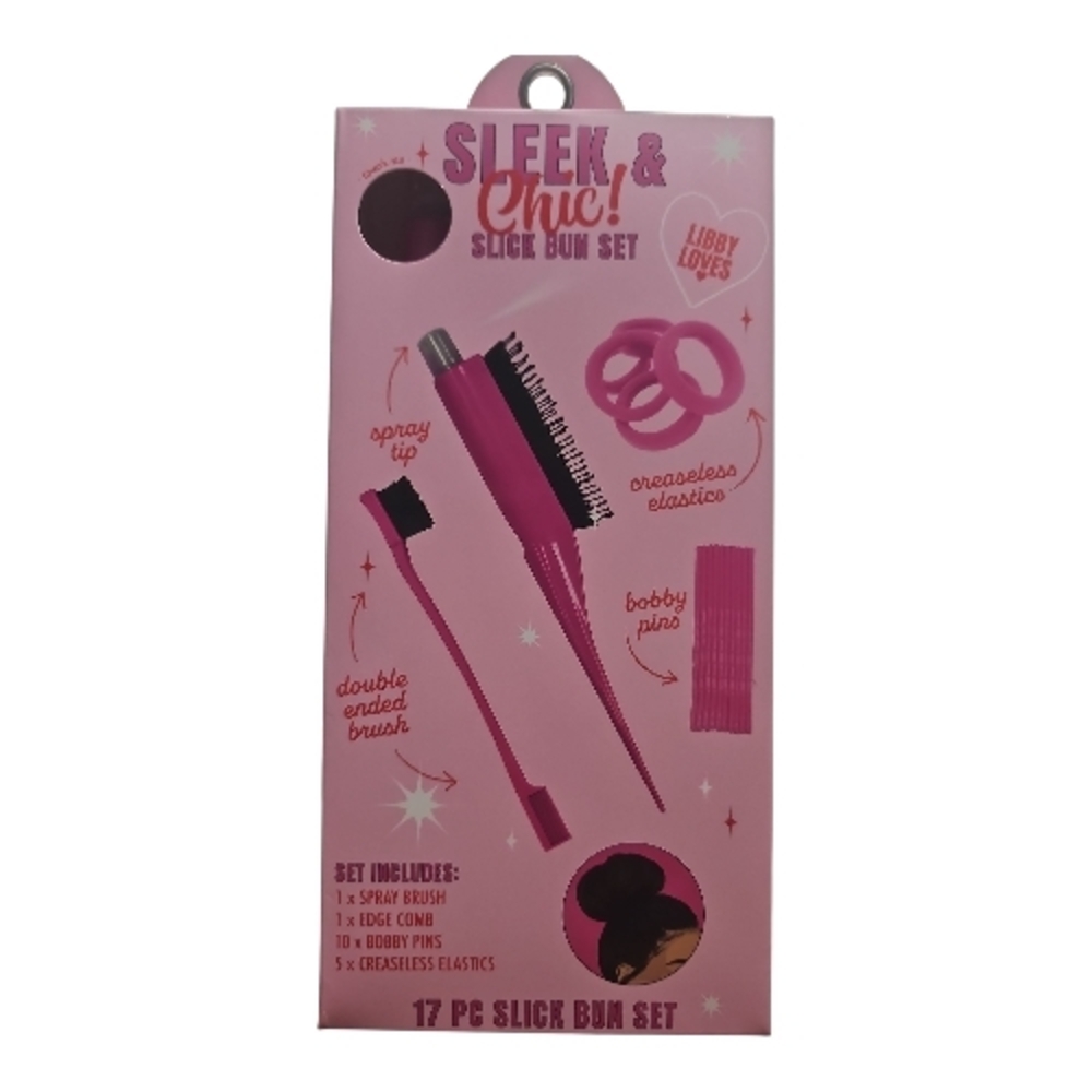 New Libby Loves In Box Sleek & Chic Slick Bun 17 Piece Set